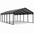 Carport double en métal noir avec toiture grise en polycarbonate, 600 × 600 × 300 cm