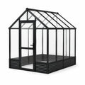 Serre de jardin en aluminium noir avec panneaux transparents et porte battante, 185 × 185 × 195 cm