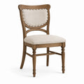 Chaise rembourrée classique en bois marron et tissu beige, 50 × 56 × 97 cm