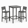 Ensemble de bar de jardin 3 pièces gris anthracite – table haute 70 × 70 × 105 cm et 2 chaises 42 × 48 × 112 cm