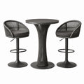 Ensemble de bar 3 pièces gris anthracite et noir avec table ronde Ø 80 × H 105 cm et 2 tabourets 55 × 52 × 95 cm